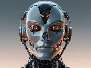 Fototapeta premium an illustration of a robot made by artificial intelligence in the advanced future facing straight forward