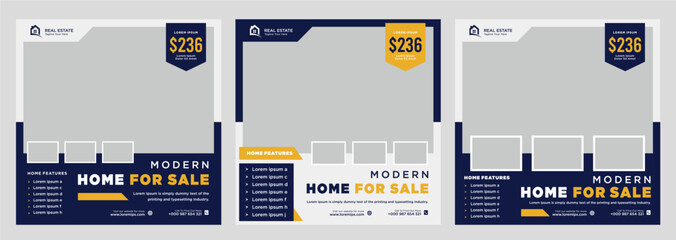 Real estate house social media post or square banner template
