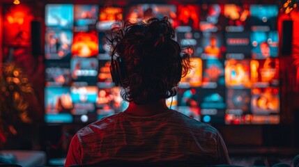 Obraz premium Discover the cutting-edge synergy between AI and entertainment, reshaping industries through dynamic advancements in gaming, cinema, music, and interactive media. 