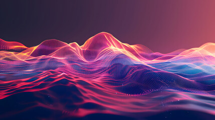 Neon Waves Crash Against Digital Horizon - Abstract Background Art.