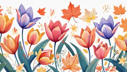 Fototapeta na wymiar pattern with tulips