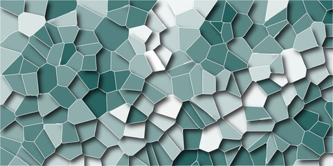 Abstract gray and black geometric mosaic design with white lines. Diamond shape polygonal texture. Broken quartz stained Glass Background with green lines	 - obrazy, fototapety, plakaty