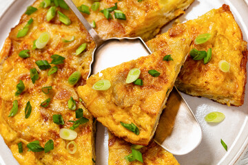 spanish potato omelette tortilla espanola on plate