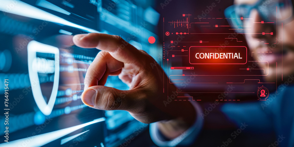 Poster professional ensuring data privacy and confidentiality using secure virtual authentication on a digi