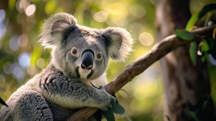 Fototapeta premium close up of koala on tree branch