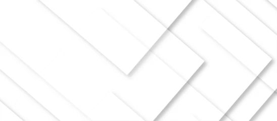 Foto op Canvas Abstract white square shape with futuristic concept background. Minimal geometric white light 3d background abstract design. Vector abstract graphic design Banner Pattern background web template. © Marco