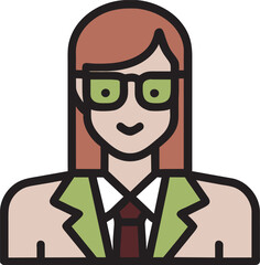 businesswoman, icon colored outline