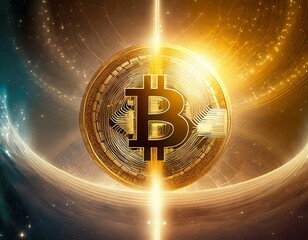 Bitcoin halving concept - obrazy, fototapety, plakaty