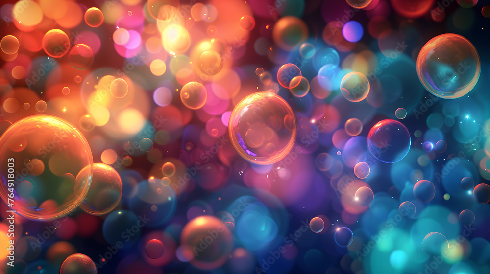 Poster vibrant light orbs floating in abstract background scene fine art print