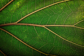 eco texture of green leaf with vein structure as background - 764918255