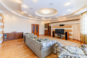 standard interior apartment. living room with sofa