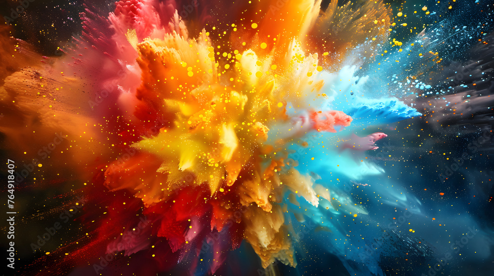 Poster vibrant colorful abstract background with dynamic splashes of colors