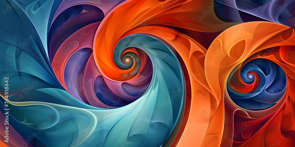 Poster whimsical abstract background with spirals and twists