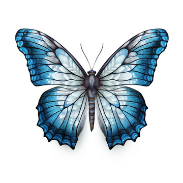 blue moth clipart on a white background сreated with Generative Ai