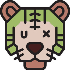 tiger, icon colored outline