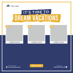 Travel holiday vacation social media post web banner