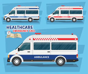 white ambulance car template, medical van. Easy to edit and recolor - 764923638