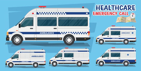 VECTOR - white ambulance car template, medical van. Easy to edit and recolor © Aomarch