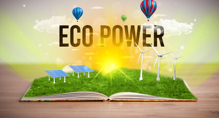 Open book, renewable energy concept