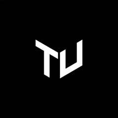 TU letter logo design with black background in illustrator, cube logo, vector logo, modern alphabet font overlap style. calligraphy designs for logo, Poster, Invitation, etc.