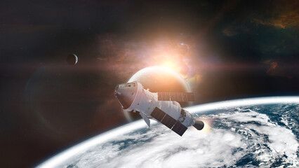 Orion continues on its path from Earth orbit to the Moon. Elements of this image furnished by NASA. © Paopano