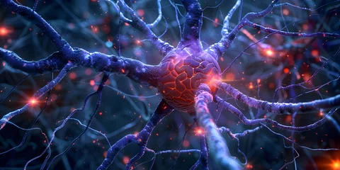 Fotobehang AI brain scan detects Alzheimers through digital network mapping of neurons. Concept Alzheimer's, Brain Scan, Neurons Mapping, Digital Network, AI Technology © Ян Заболотний