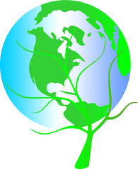 earth day, green earth with tree
