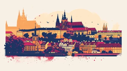 Schilderijen op glas Artistic illustration of Prague city. Czech Republic in Europe. © rabbit75_fot