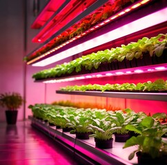 Modern futurustic high tech vertical farm using hydroponics - obrazy, fototapety, plakaty