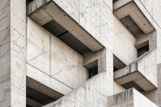 Geometric architecture detail modern concrete structure building.