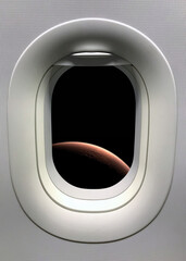 View from a porthole on the Mars background. Elements of this image furnished by NASA.