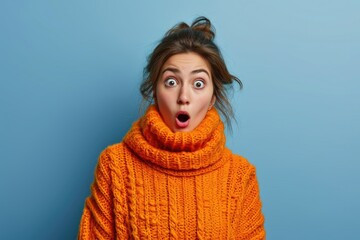 Iranian womans knitted jumper captures viewers attention with surprise. - obrazy, fototapety, plakaty