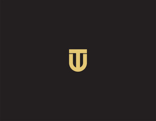 Letter UT or TU logo design with black background