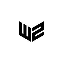 WZ letter logo design with white background in illustrator, cube logo, vector logo, modern alphabet font overlap style. calligraphy designs for logo, Poster, Invitation, etc.