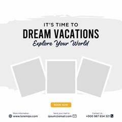 Travel holiday vacation social media post web banner