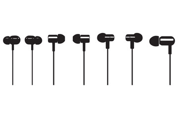 Set of black headphone. vector illustration
