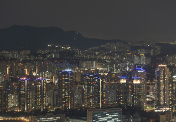 Aerial view of Seoul Downtown Skyline, South Korea. Financial district and business centers in smart urban city in Asia. Skyscraper and high-rise buildings. - 764934093