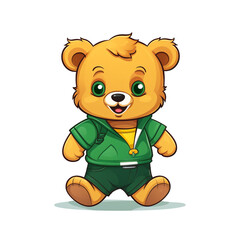 cute teddy bear with a green shirt сreated with Generative Ai