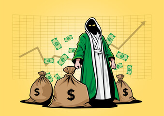 A prophets in robes with bags of money vector illustration