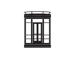 Vector illustration of a set of doors and windows in the city.