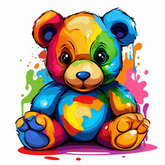 Fototapeta premium cute colorful teddy bear сreated with Generative Ai
