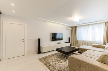 standard interior apartment. living room with sofa