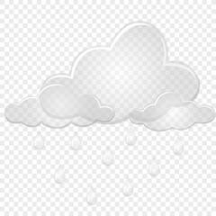 Transparent clouds with rain drops. Flat design style. For the design of your website, logo, application. Vector illustration