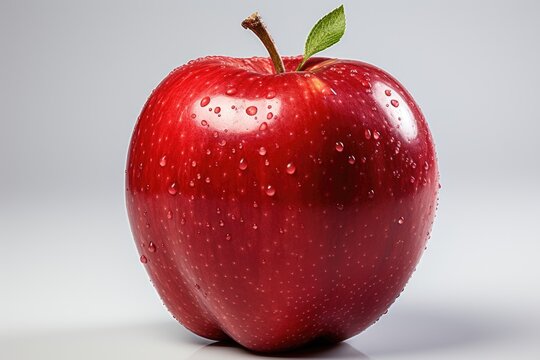 Fresh red apple isolated in the white bottom of Apple clipping, generative IA