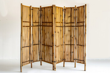 Wooden folding screens room divider on white background