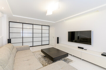 standard interior apartment. living room with sofa