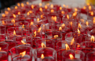 burning candles in church