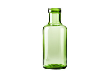Emerald Elegance Illuminates: Green Glass Bottle on White.