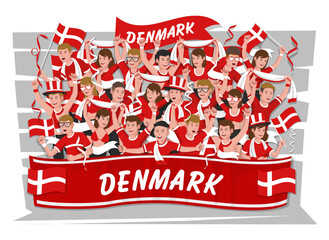 Soccer fans cheering. Denmark team.