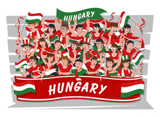Soccer fans cheering. Hungary team.